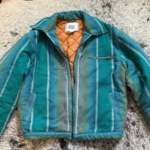 BDG Urban Outfitters Teal Stripped Quilted Jacket Medium